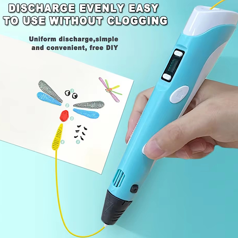 قلم جادویی طراحی سه بعدی به همراه 9 متر فیلامنت رنگی